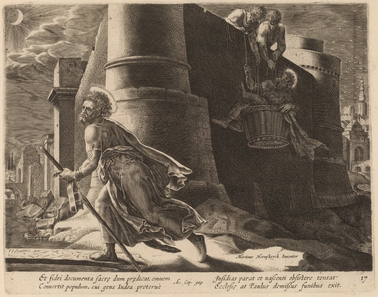 San Paolo Fugge da Damasco da Philip Galle after Maerten van Heemskerck