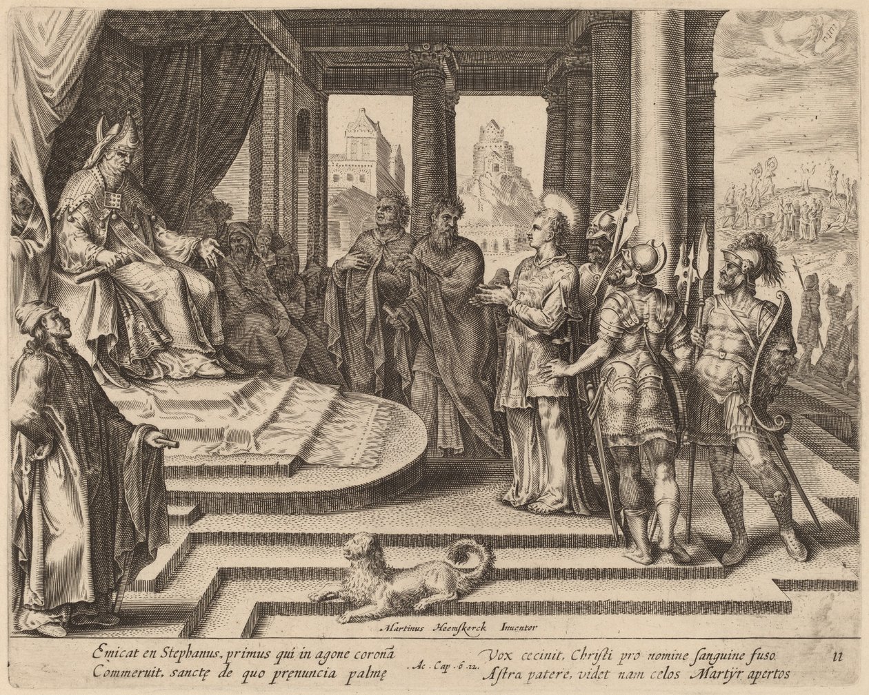 San Stefano davanti al Consiglio da Philip Galle after Maerten van Heemskerck