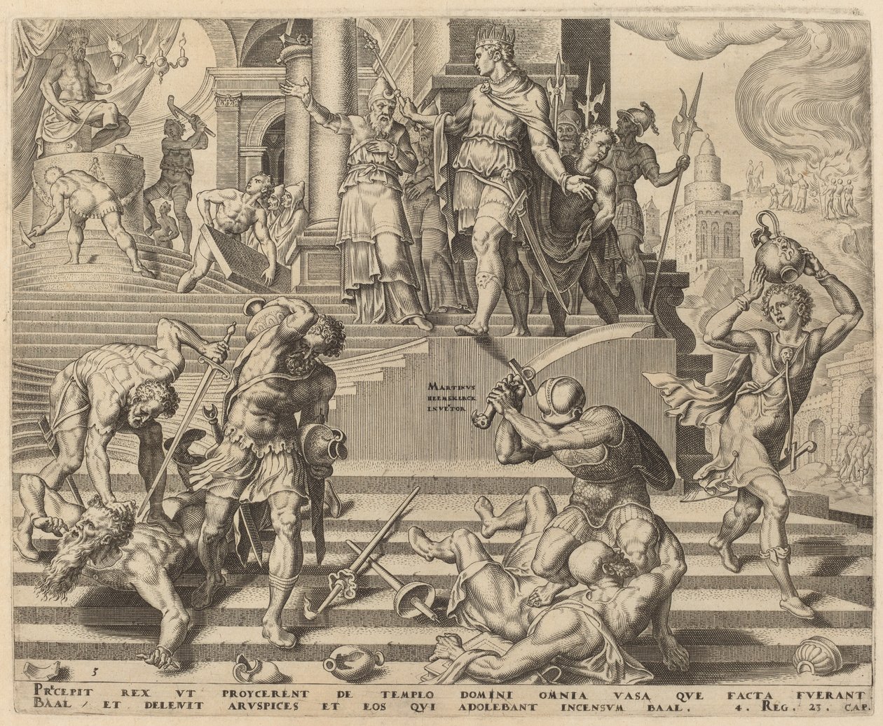 La Distruzione del Tempio di Baal e il Massacro dei Suoi Sacerdoti da Philip Galle, after Maerten van Heemskerck
