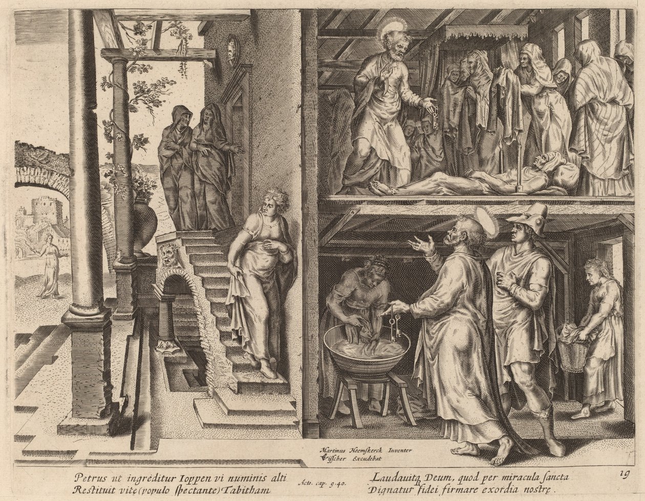 La resurrezione di Tabita da Philip Galle after Maerten van Heemskerck