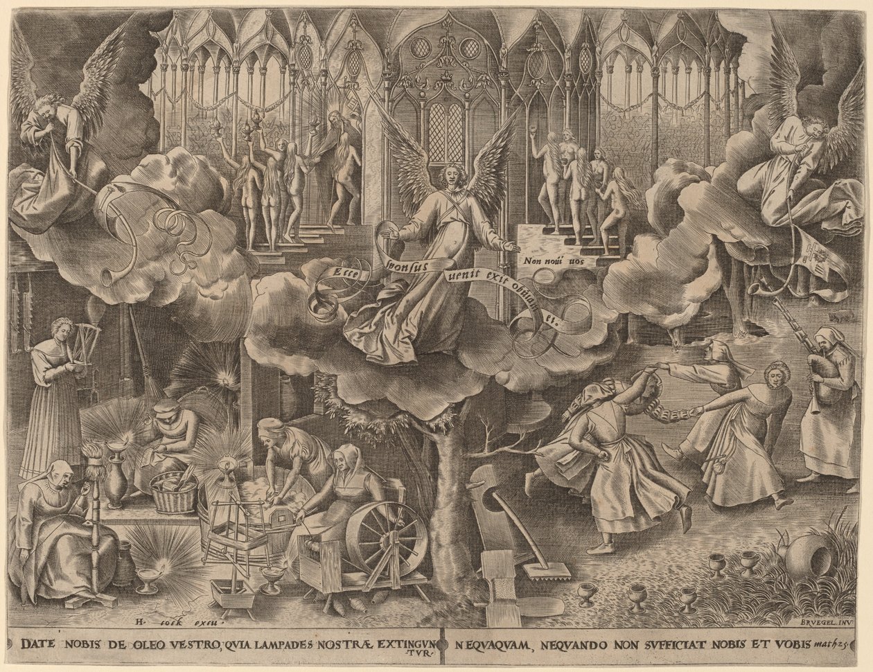La Parabola delle Vergini Sagge e Stolte da Philip Galle after Pieter Bruegel the Elder