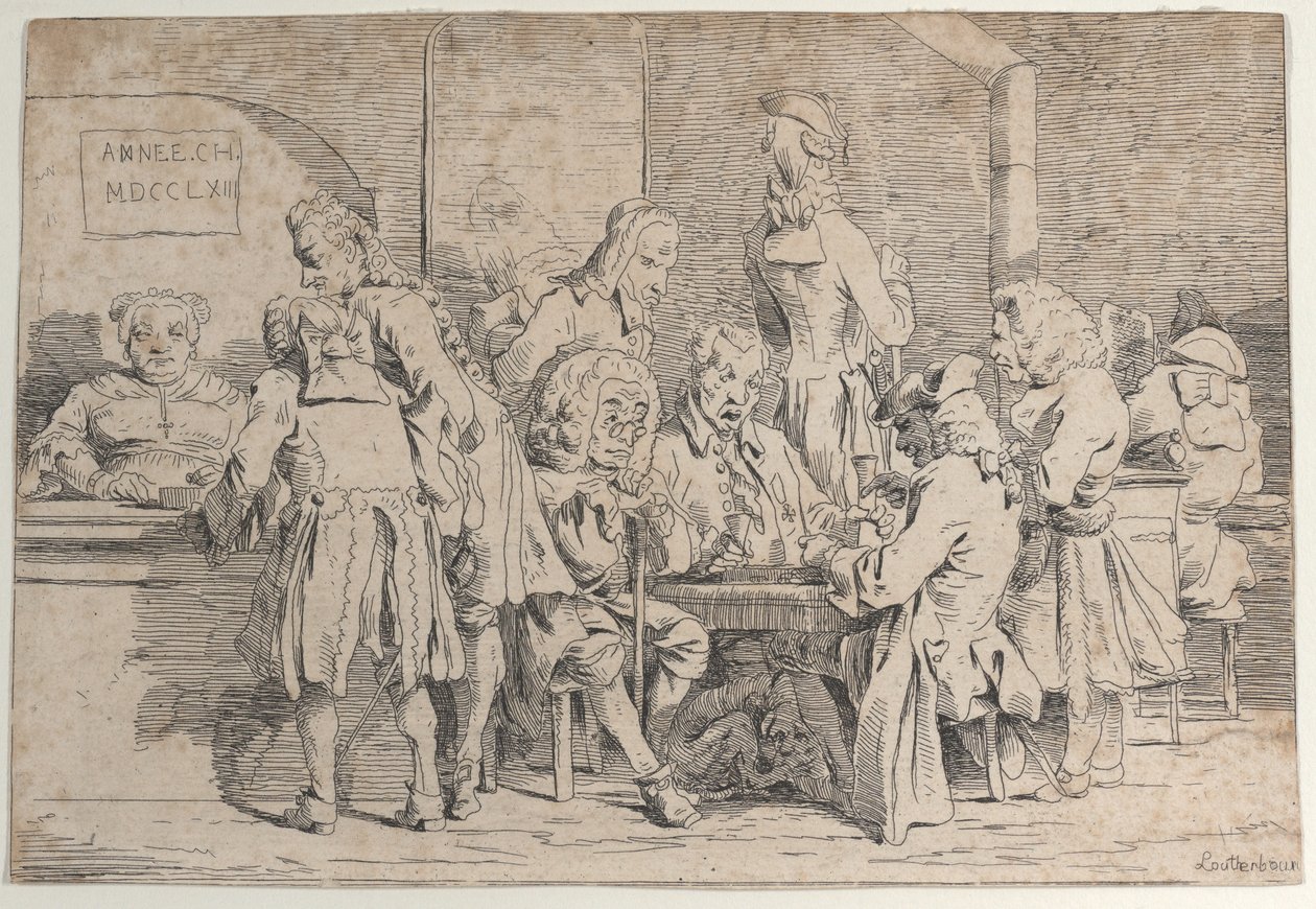 Giocando a Tric Trac, 1763 da Philip James de Loutherbourg