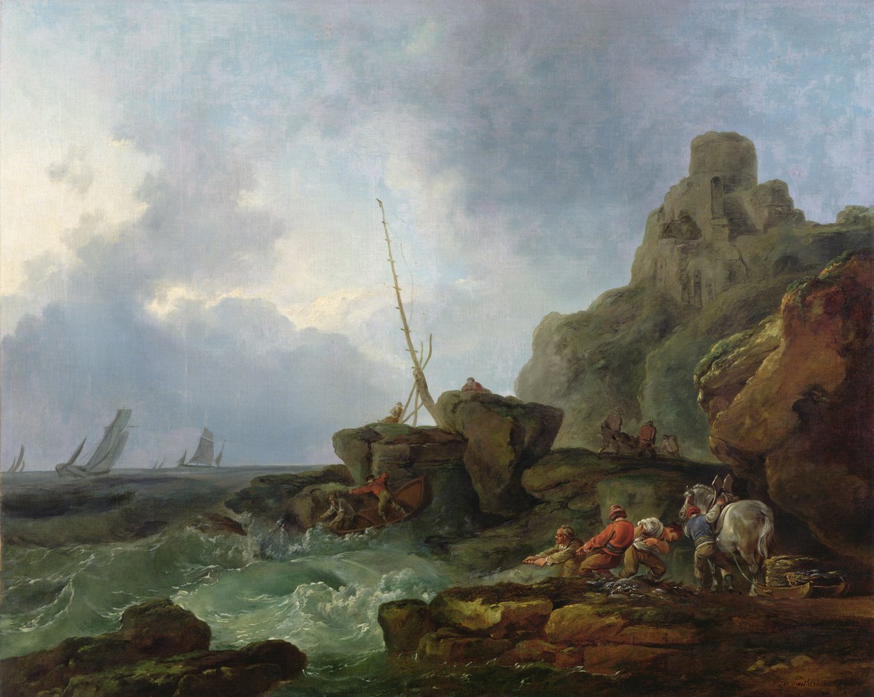 I naufraghi (pescatori che tirano le reti in un mare agitato) da Philip James de Loutherbourg