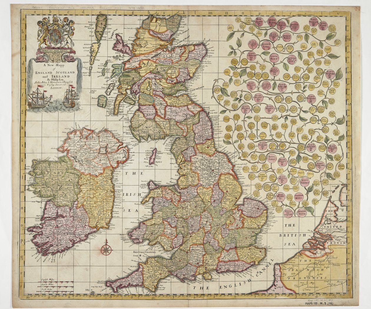 Una Nuova Mappa di Inghilterra, Scozia e Irlanda, c.1690 da Philip Lea