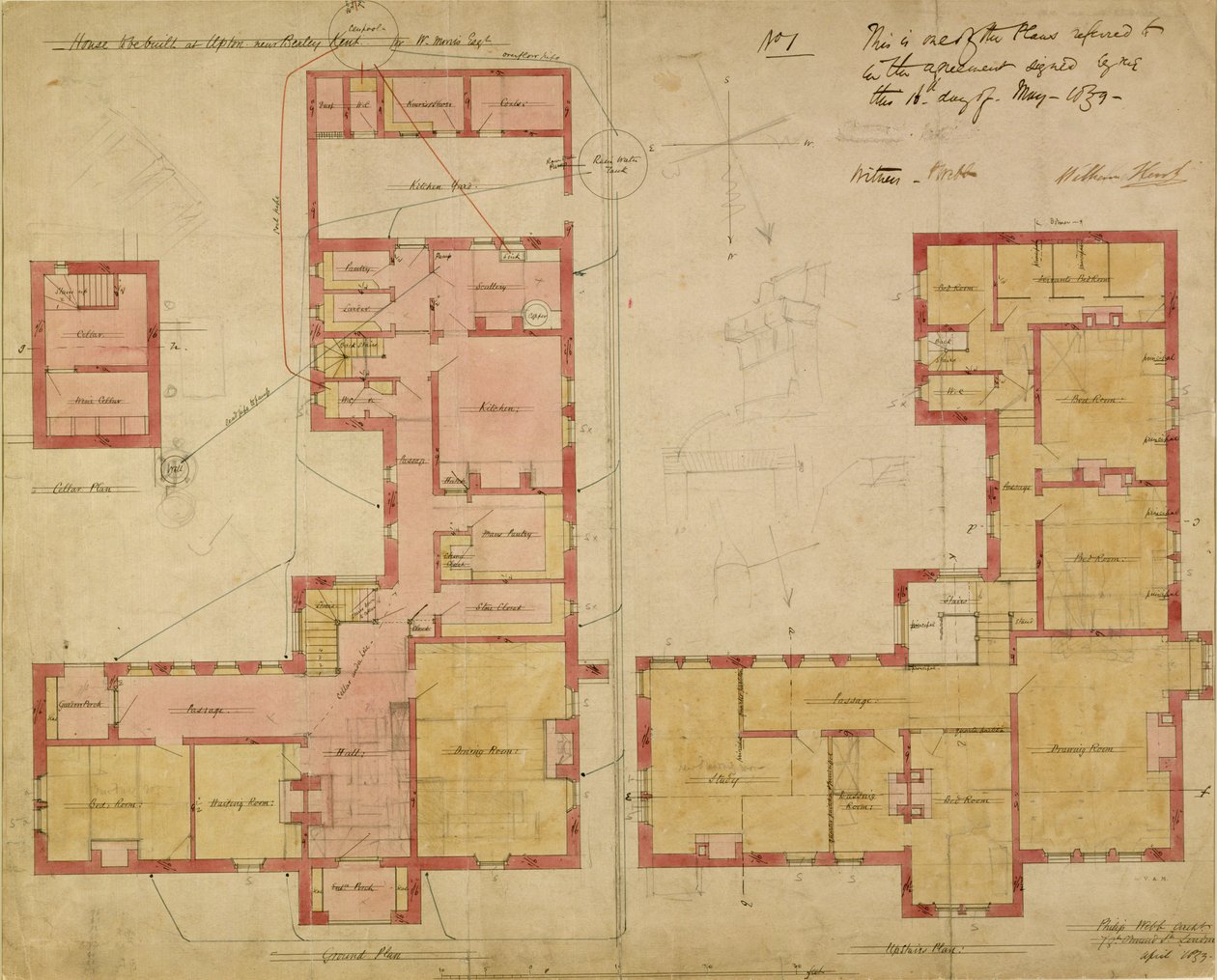 Progetti per la Red House, Bexley Heath, 1859 da Philip Webb