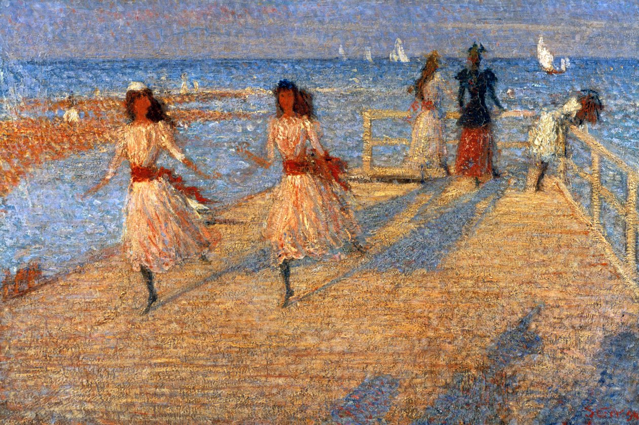 Ragazze che Corrono, Molo di Walberswick, 1888-1894 da Philip Wilson Steer
