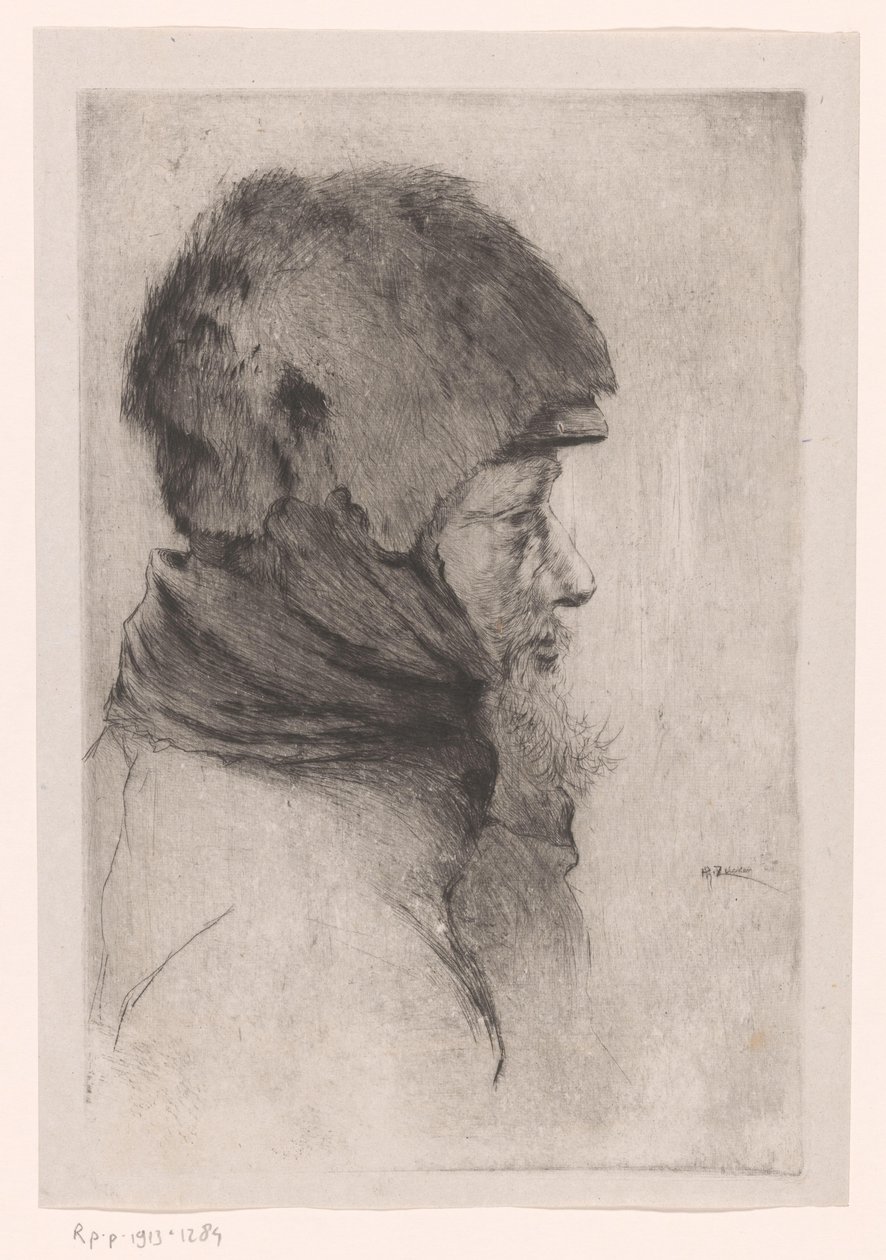 Testa di un vecchio uomo, di profilo (Vieux Mendiant) da Philip Zilcken