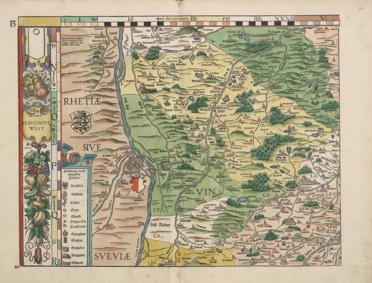 Carte bavaresi del 1568 (Tavola 13) da Philipp Apian