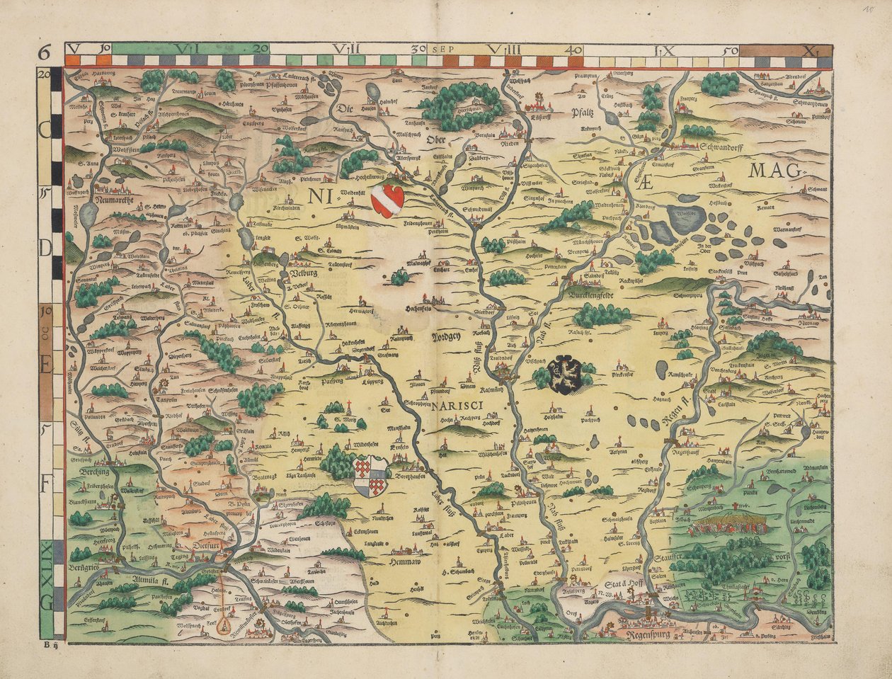 Carte bavaresi del 1568 (Tavola 6) da Philipp Apian