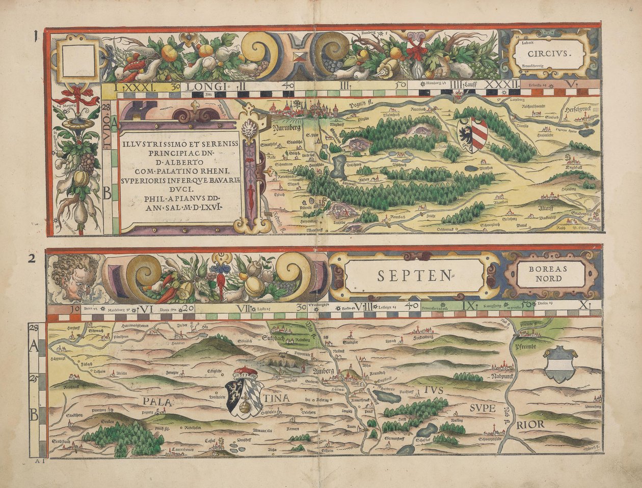 Philipp Apian - Mappe della Baviera del 1568 (Tavole 1 e 2) ca. 1 da Philipp Apian