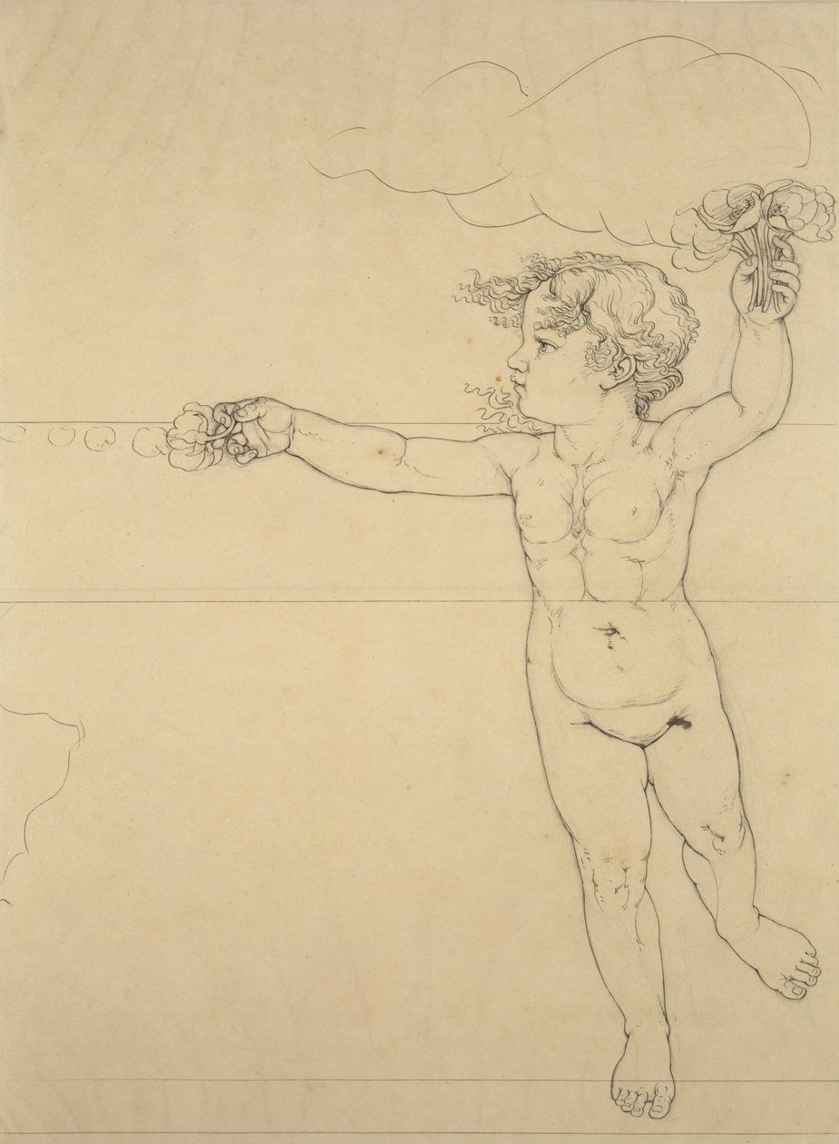 Genio con una rosa, studio per il mattino, 1809 da Philipp Otto Runge