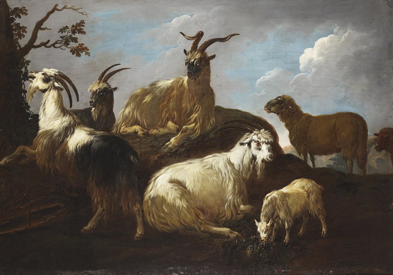 Capre e pecore in un paesaggio da Philipp Peter Roos