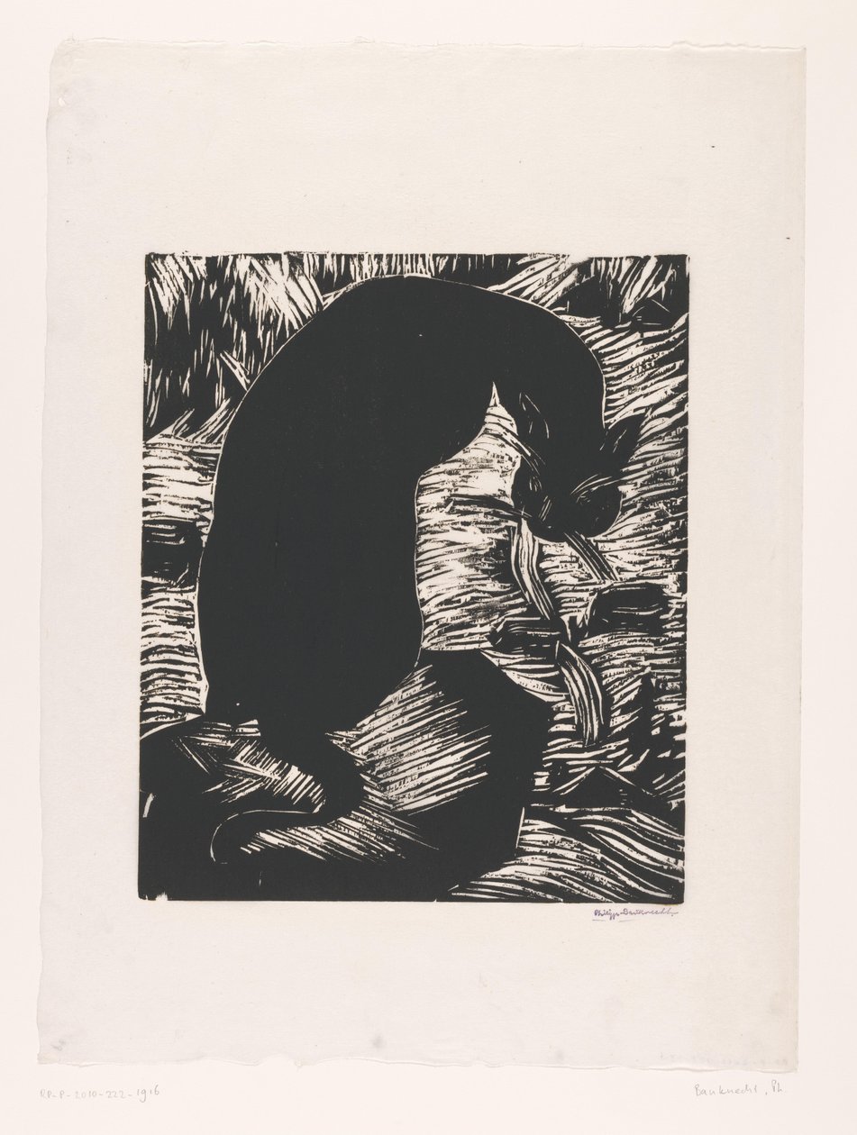 Gatto nero che guarda sopra la spalla da Philipp Bauknecht