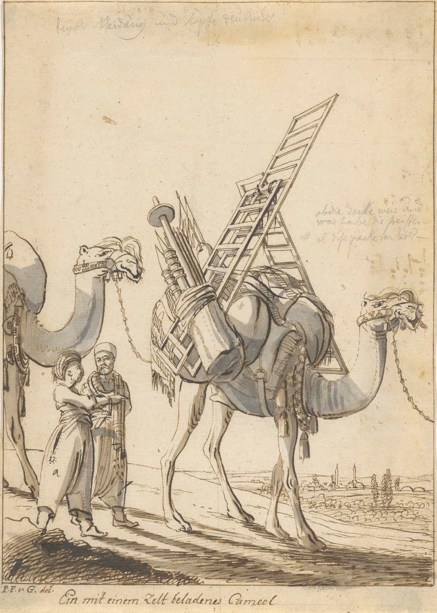 Ein mit einem Zelt beladenes Cameel (Uomo con cammello carico di tenda) da Philipp Ferdinand von Gudenus
