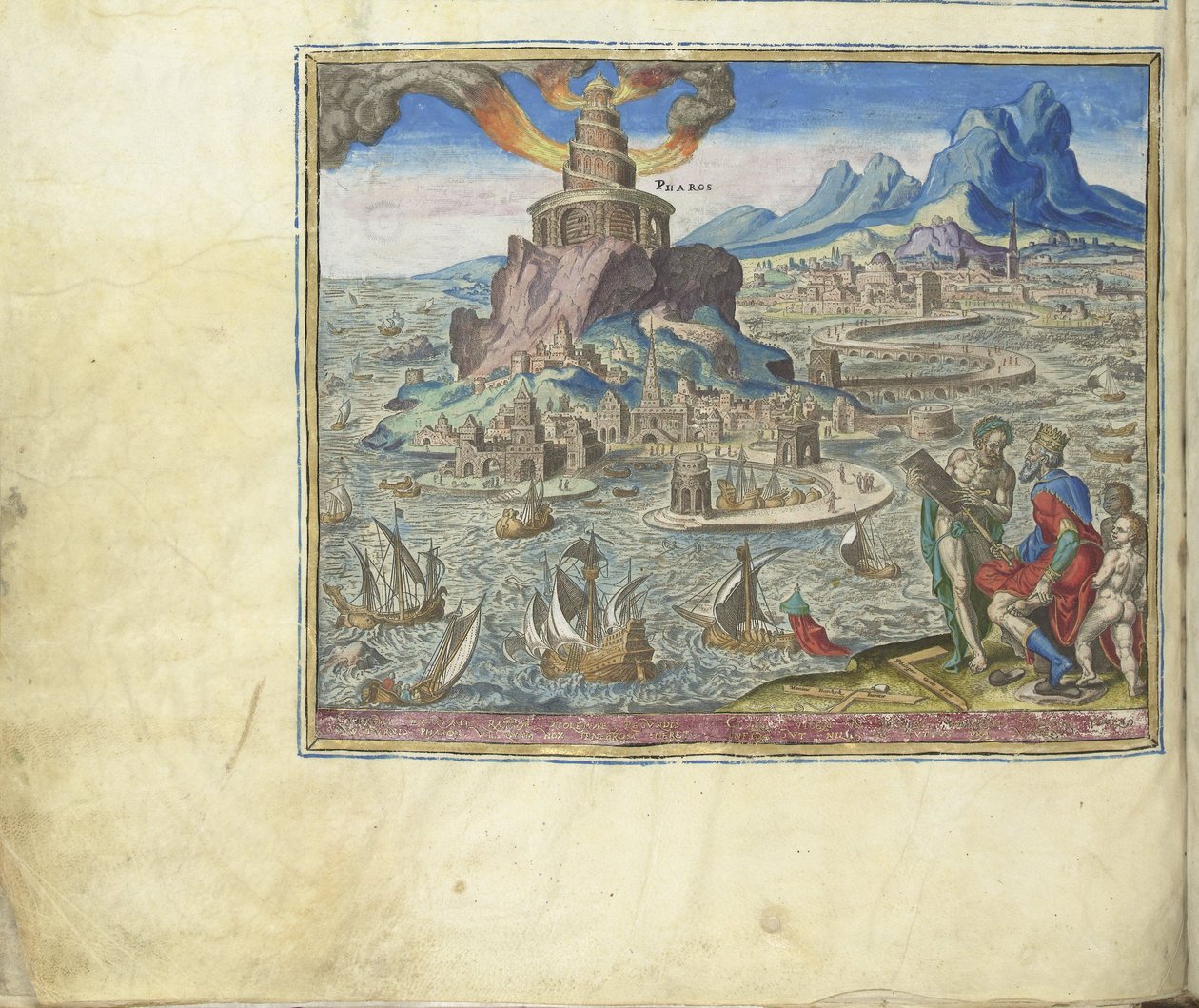 Il faro di Alessandria dalla serie Le otto meraviglie del mondo, 1572 da Philipp Galle