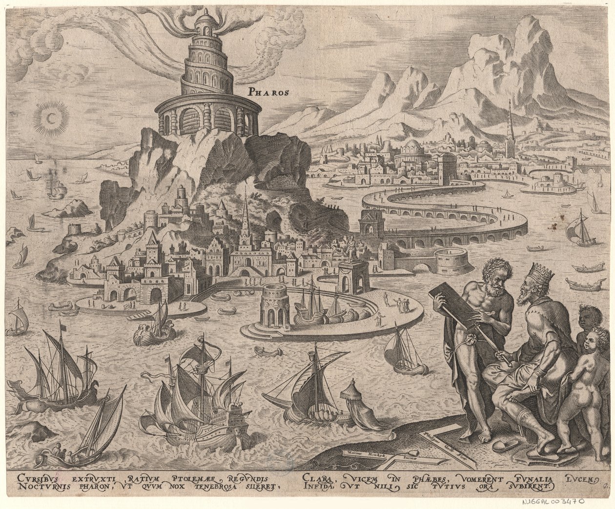 Il Faro di Alessandria dalla serie Le Otto Meraviglie del Mondo Dopo Maarten van Heemskerck, 1572 da Philipp Galle