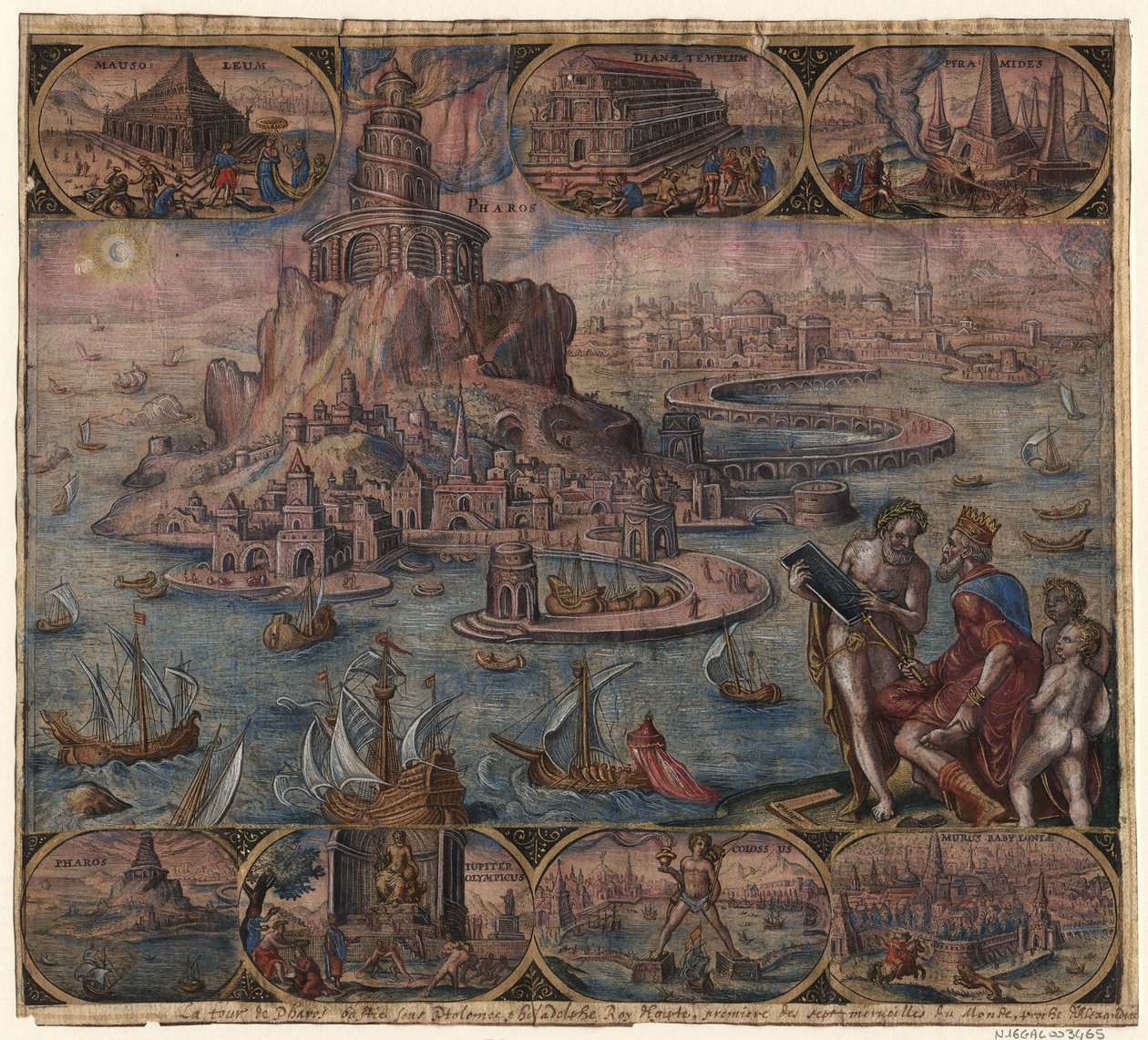 Il Faro di Alessandria dalla serie Le Otto Meraviglie del Mondo Dopo Maarten van Heemskerck, 1572 da Philipp Galle