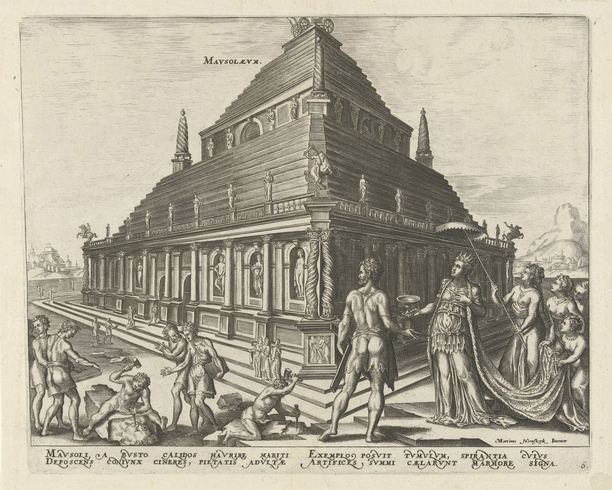 Il Mausoleo di Alicarnasso dalla serie Le otto meraviglie del mondo, 1572 da Philipp Galle