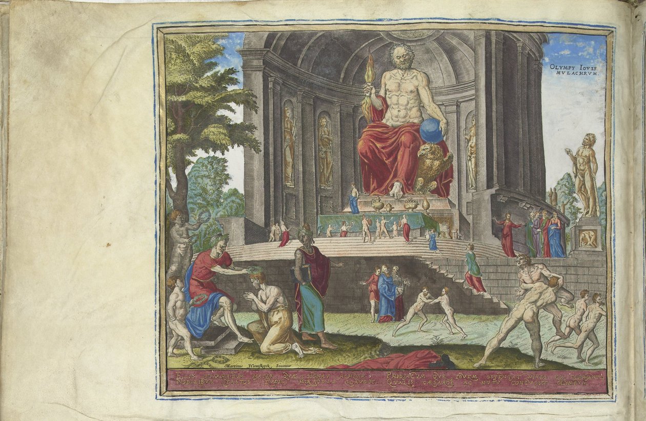 La statua di Giove a Olimpia dalla serie Le otto meraviglie del mondo, 1572 da Philipp Galle