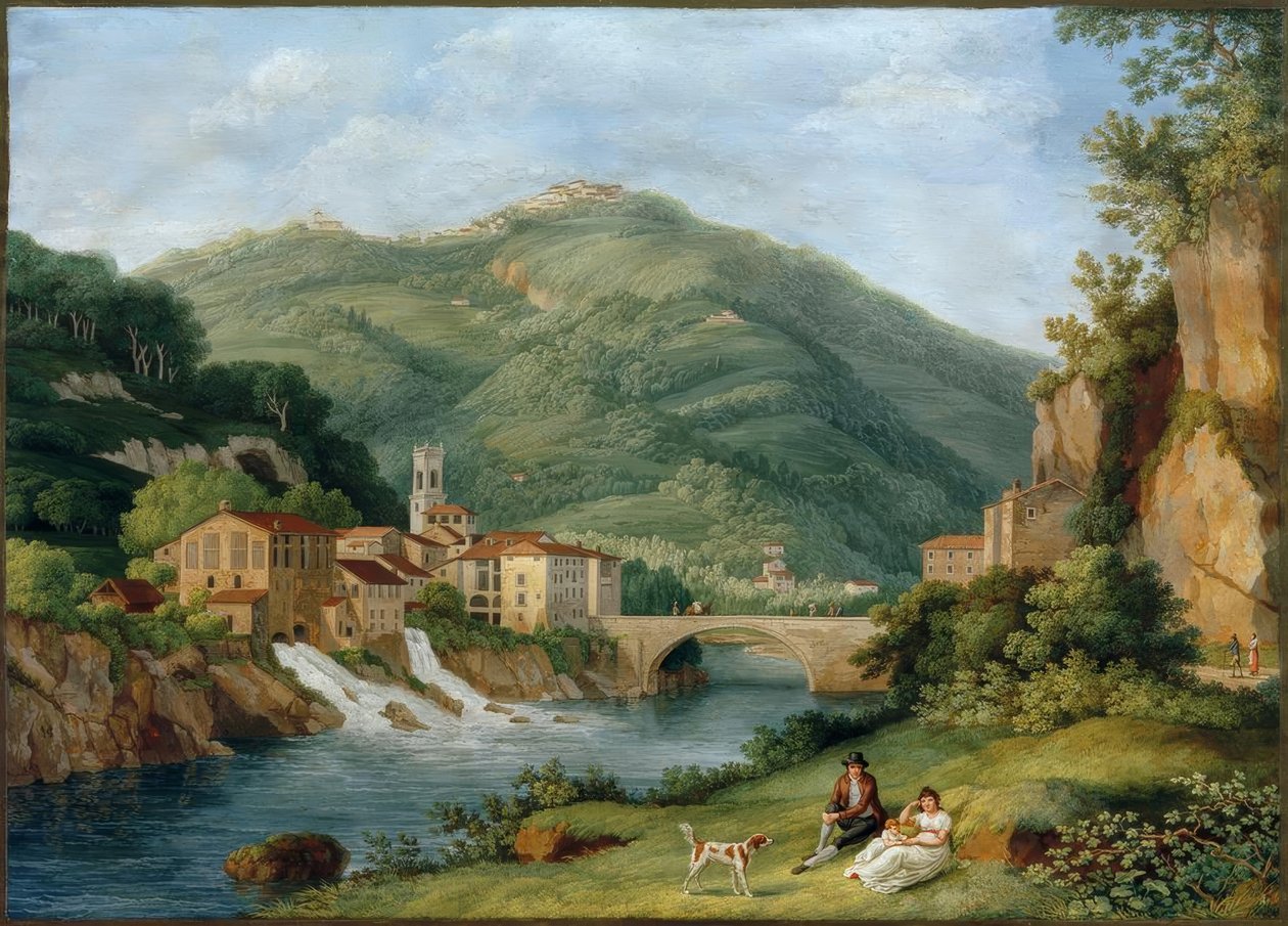 Ponte presso Serraglio su la Lima a Bagni di Lucca da Philipp Hackert