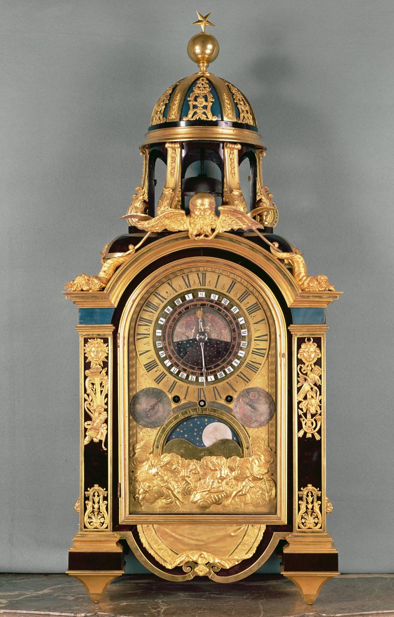 Orologio astronomico realizzato per il Gran Delfino Luigi di Francia (1661-1711), 1710 (bronzo dorato) da Philippe and Fardoil, Pierre Caffieri