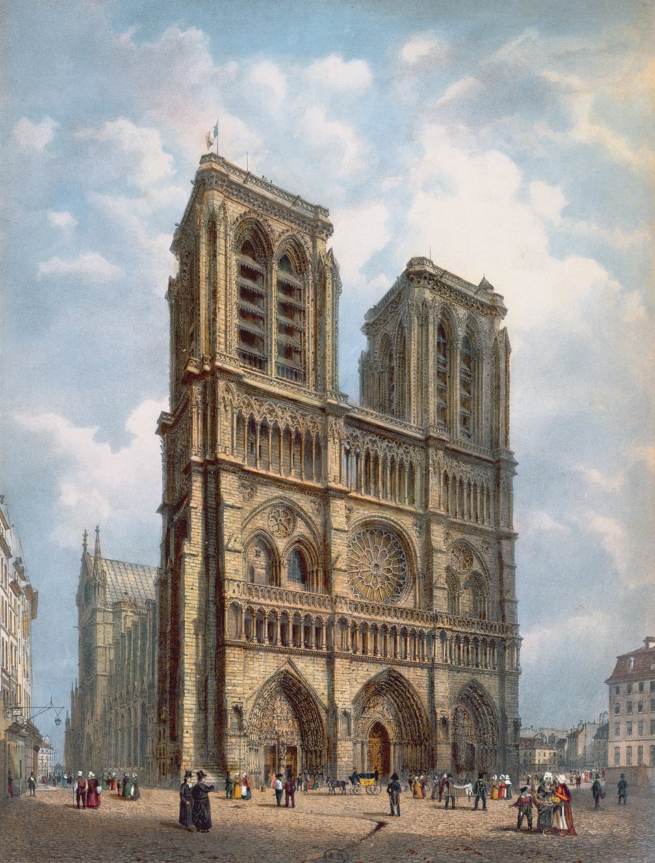 Vista della Facciata Ovest della Cattedrale di Notre-Dame, Parigi, c.1840 da Philippe Benoist