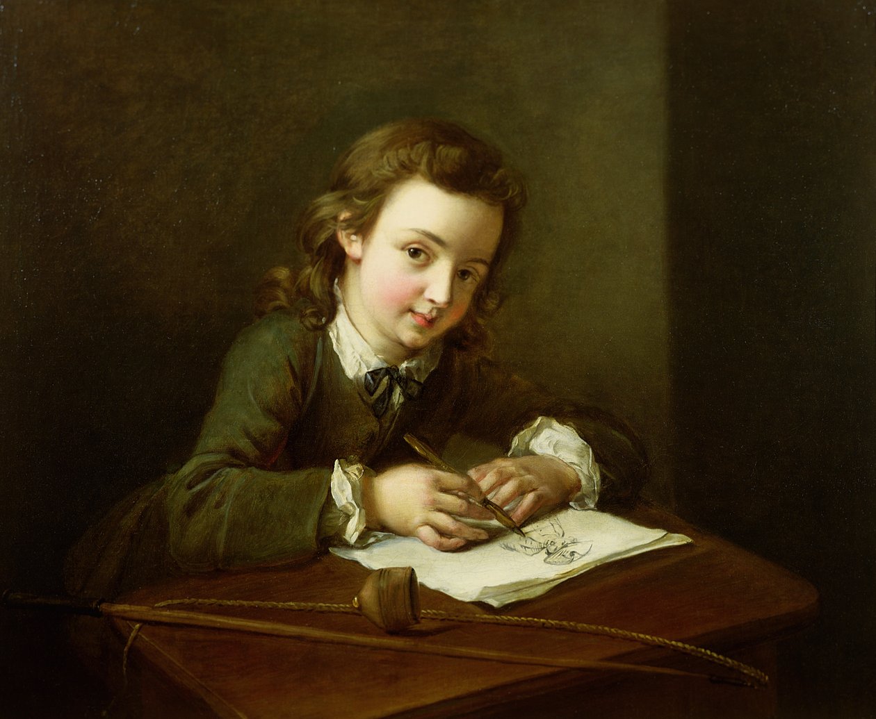 Ragazzo che disegna a un tavolo da Philippe Mercier