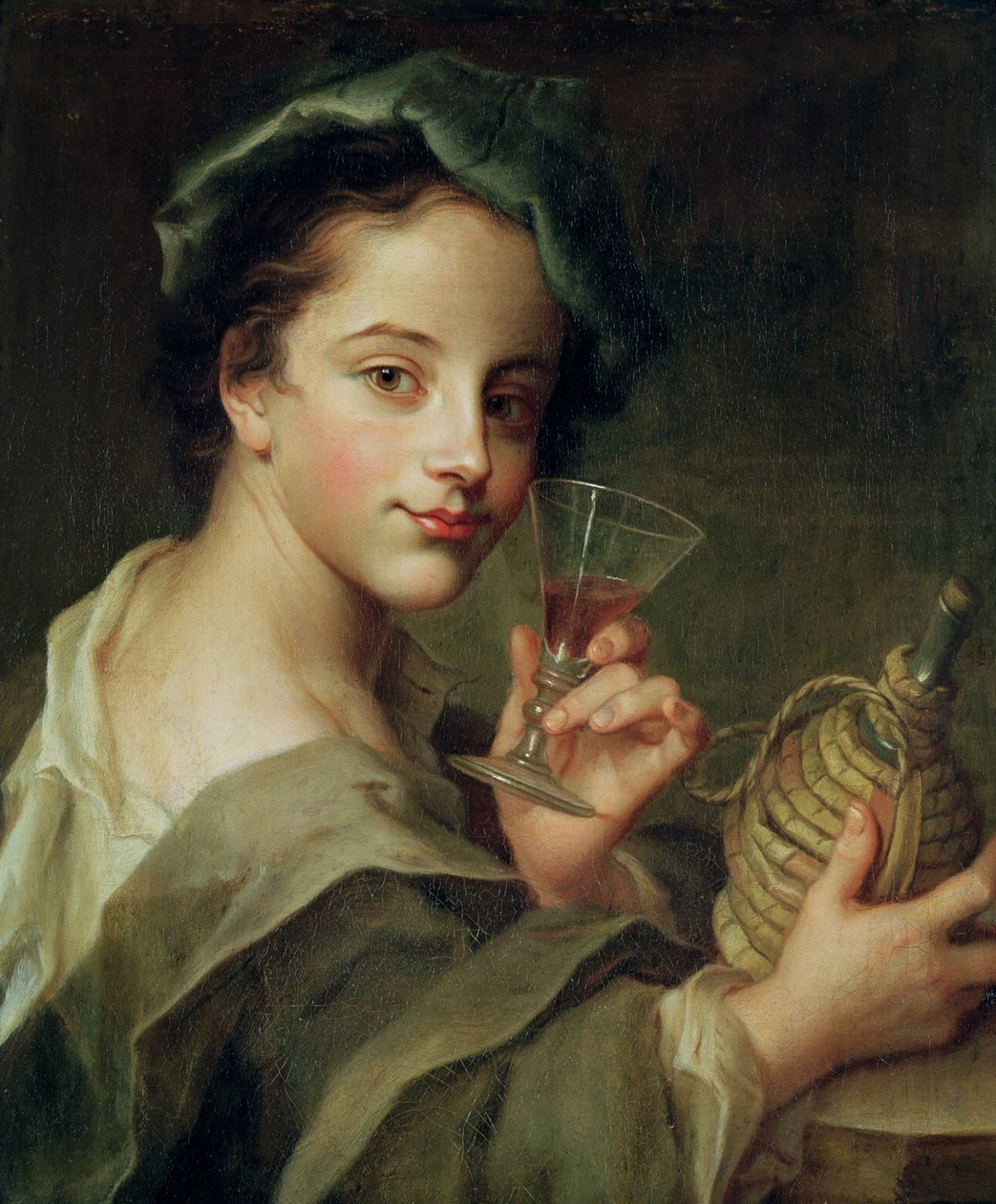 Donna con un bicchiere di vino da Philippe Mercier