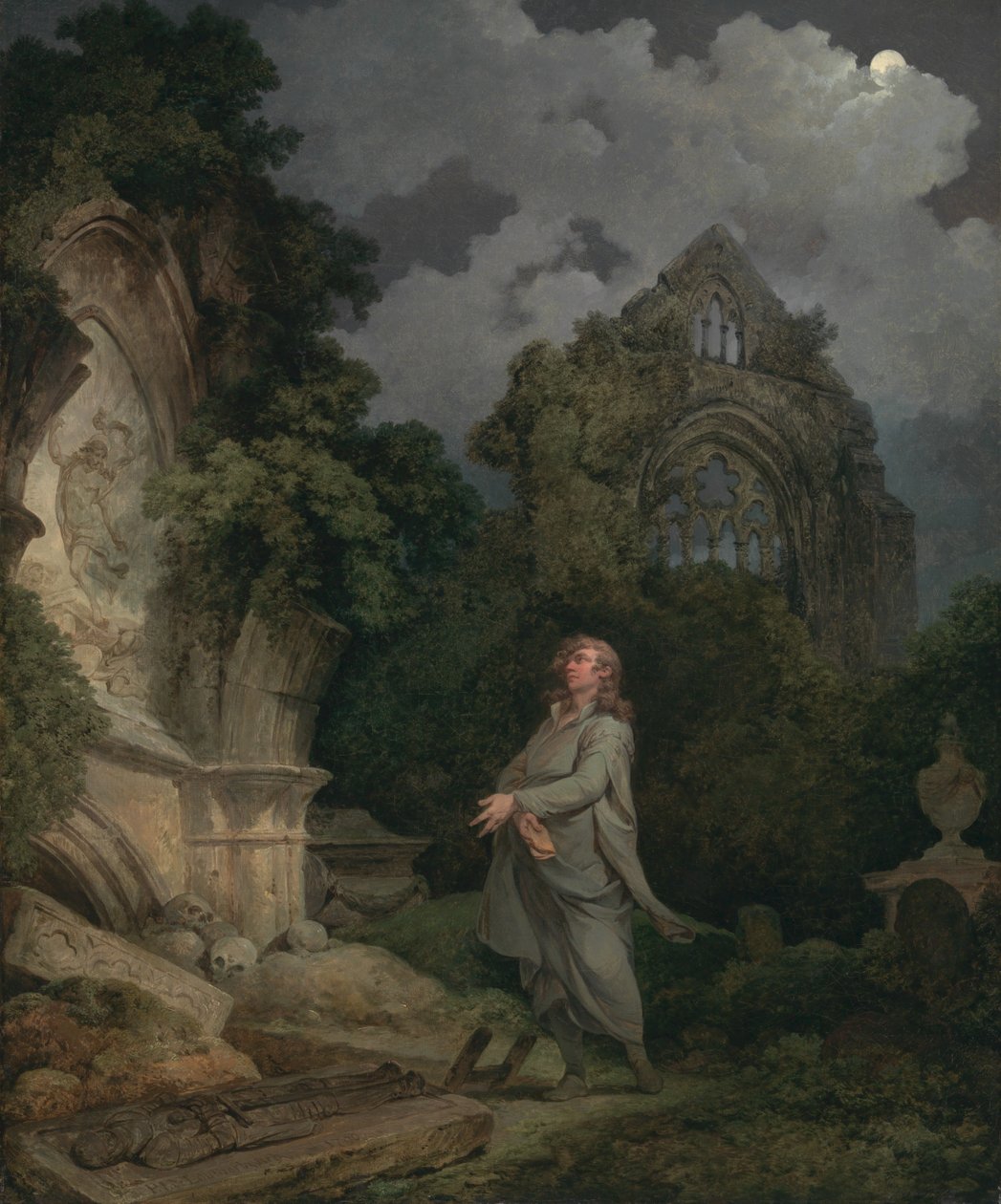 Un filosofo in un cimitero al chiaro di luna da Philippe-Jacques de Loutherbourg