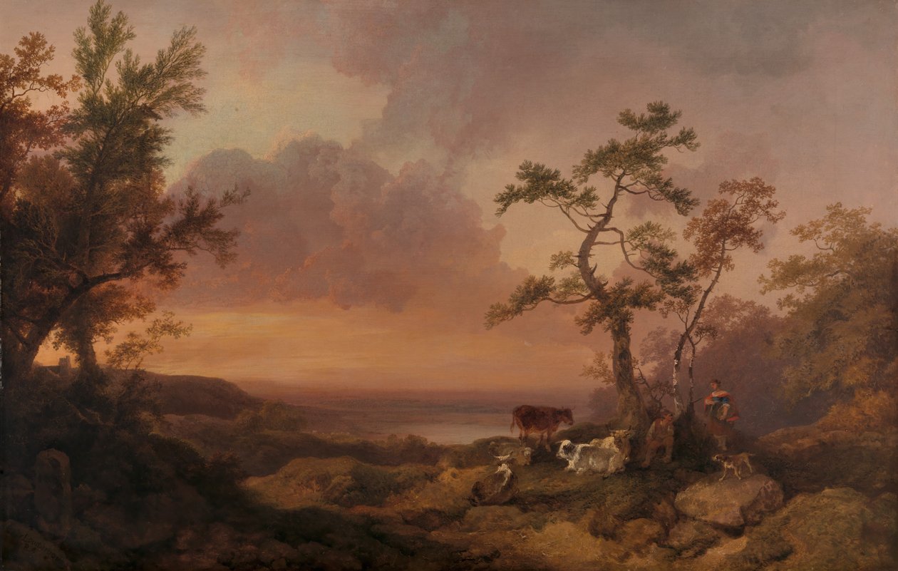 Paesaggio con bestiame e contadino da Philippe-Jacques de Loutherbourg