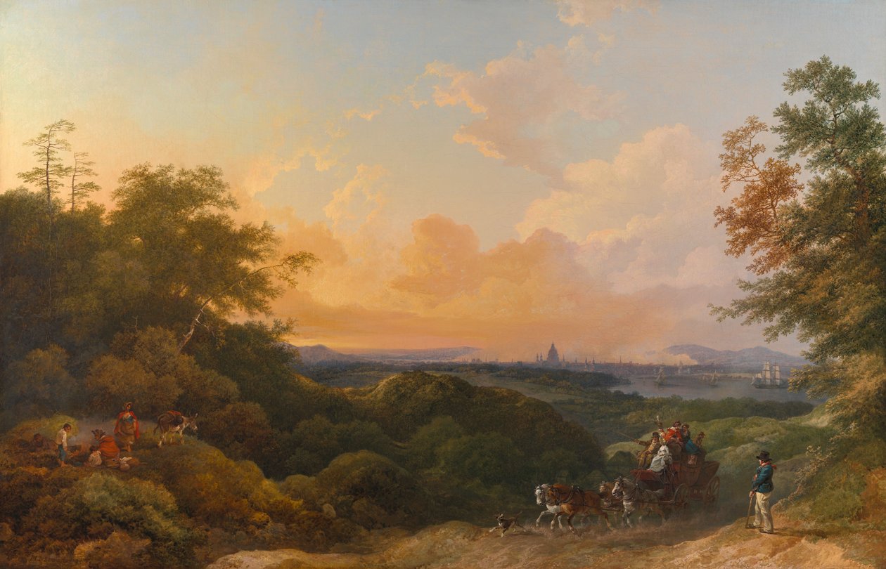 La carrozza della sera, Londra in lontananza da Philippe-Jacques de Loutherbourg