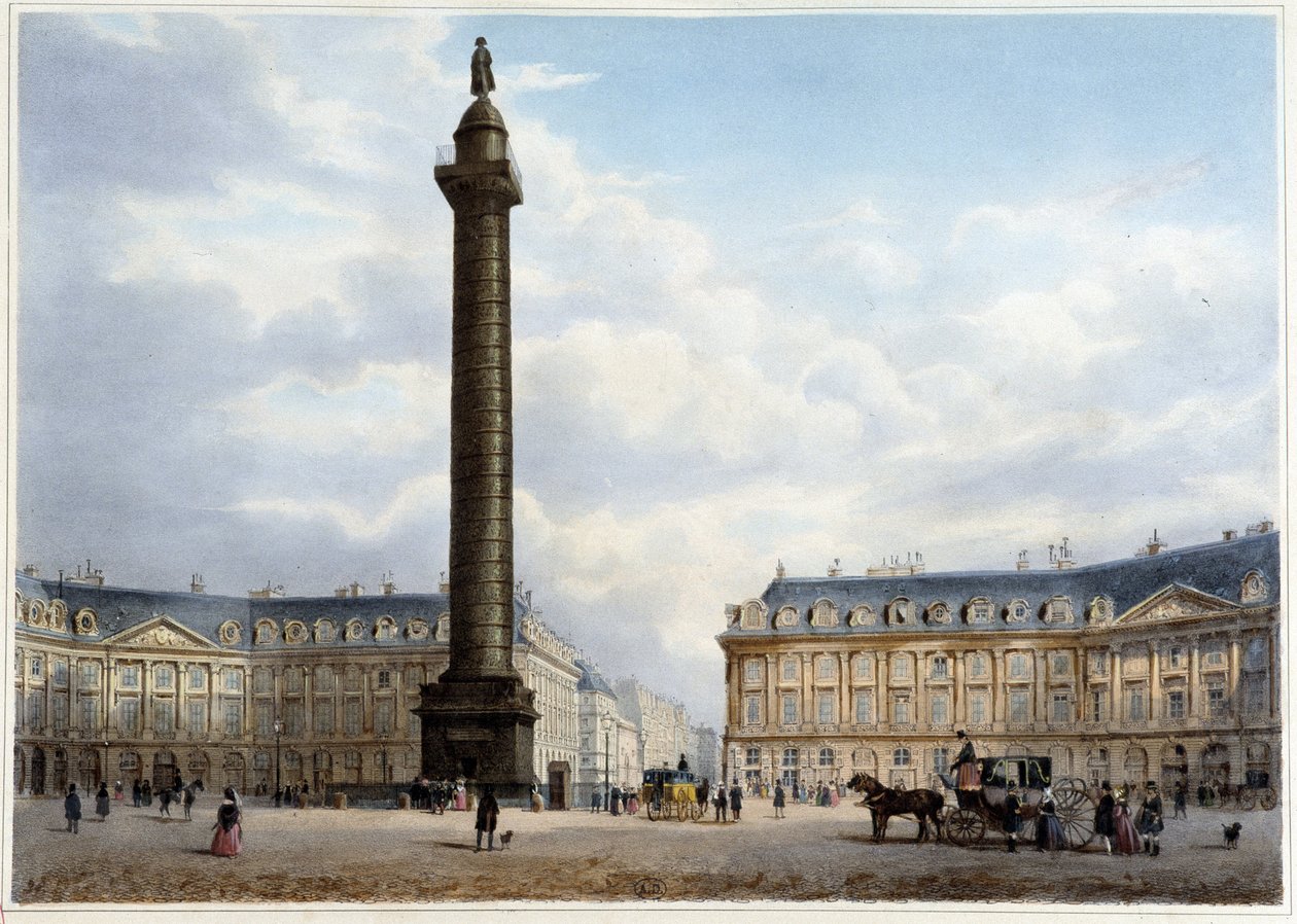 Colonna di Place Vendôme - in "Promenade dans Paris et ses environs", disegnata da Jacottet e Benoist, c. 1840 da Philippe Benoist