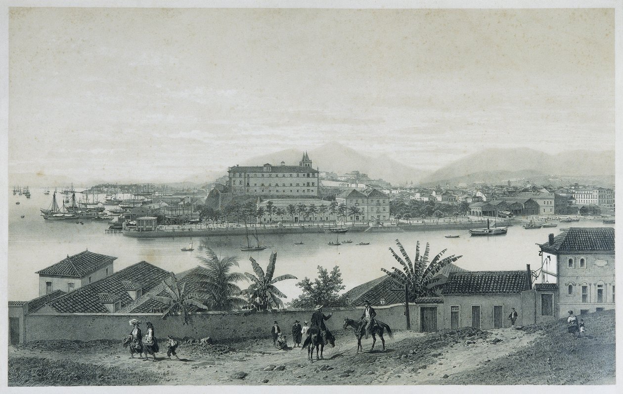 Nove vedute panoramiche di Rio de Janeiro: Da Ilha das Cobras, 1862 da Philippe Benoist