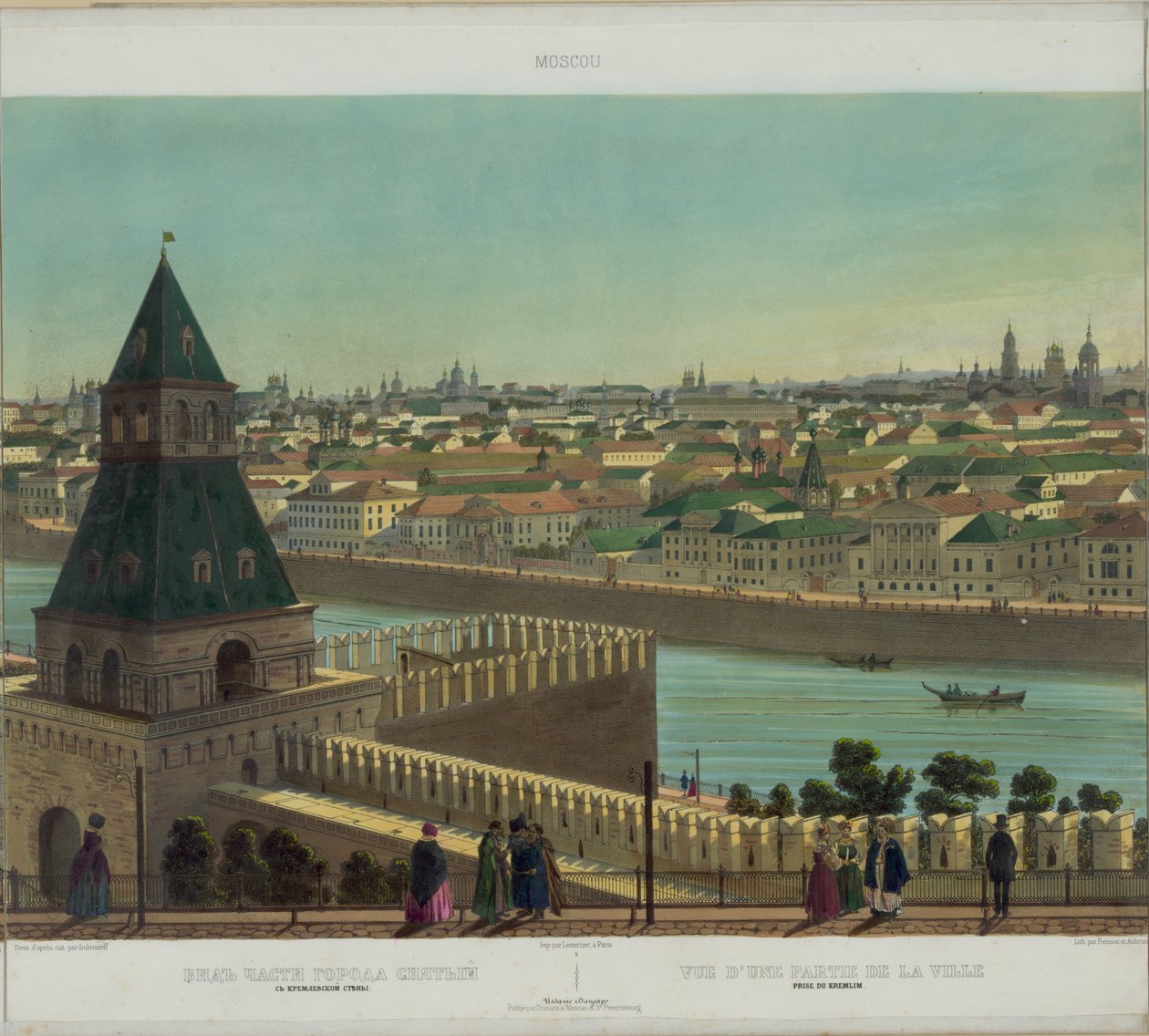 Vista di Zamoskvorechye dal Muro del Cremlino da una vista panoramica di Mosca in 10 parti, ca. 1848 da Philippe Benoist