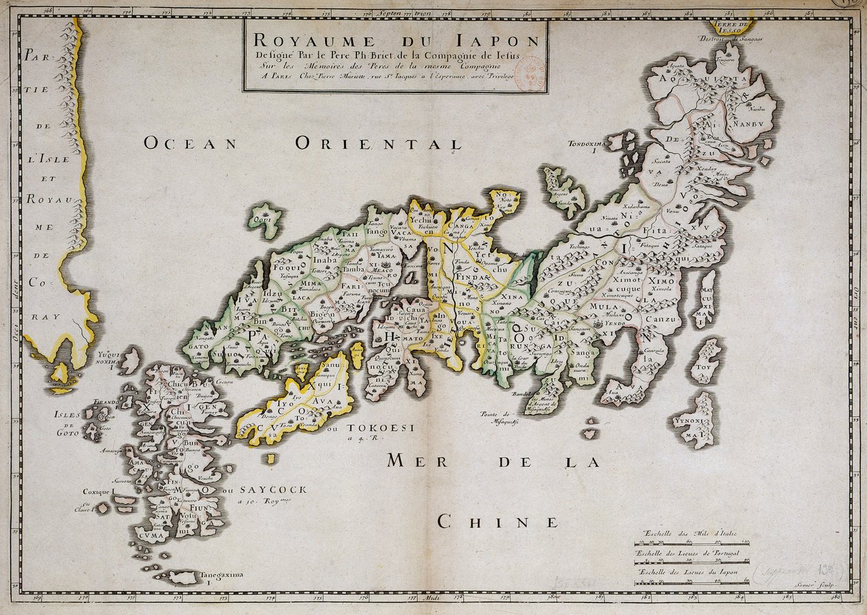 Mappa geografica del Giappone realizzata da Padre Philippe Briet, gesuita e studioso francese da Philippe Briet