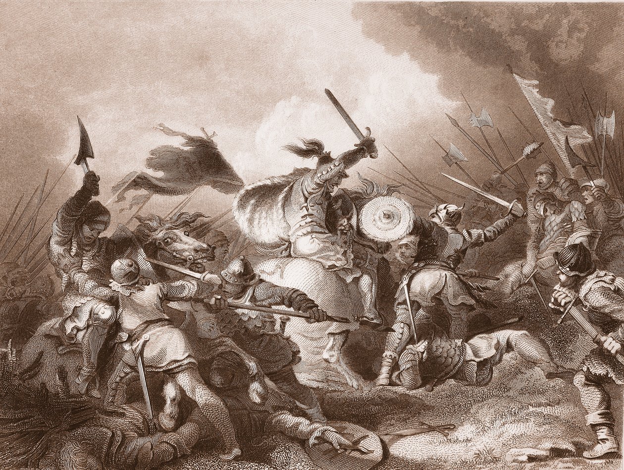 La battaglia di Hastings, inciso da A.H. Payne da Philippe Jacques de Loutherbourg