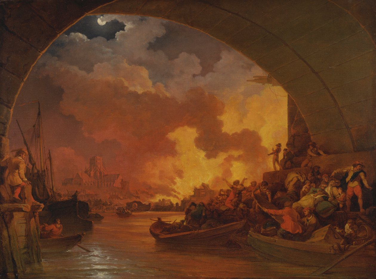 Il grande incendio di Londra da Philippe Jacques de Loutherbourg