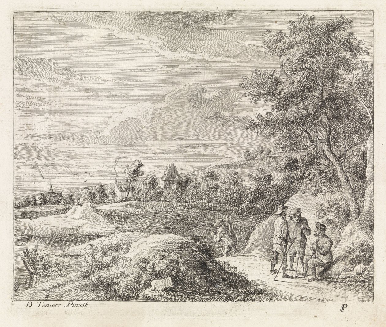 Paesaggio con quattro passeggiatori da Philippe Lambert Joseph Spruyt