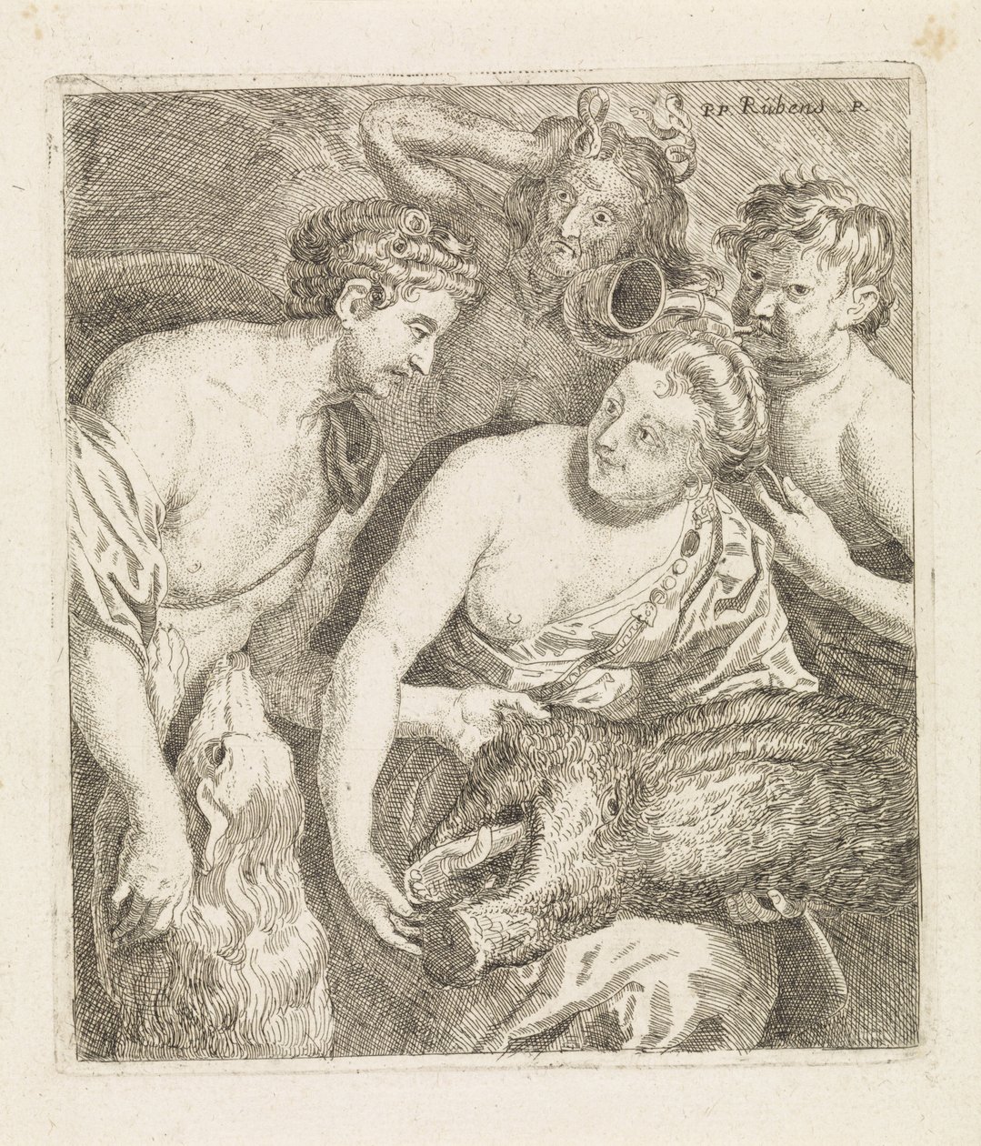 Meleagro dà la testa del cinghiale calidonio ad Atalanta da Philippe Lambert Joseph Spruyt