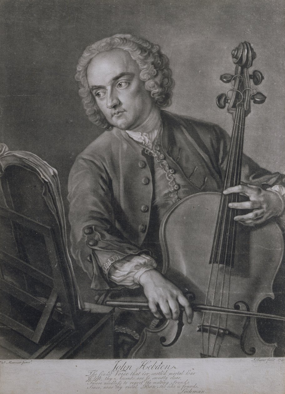 Ritratto di John Hebden (fl.1740-60), un violoncellista nell