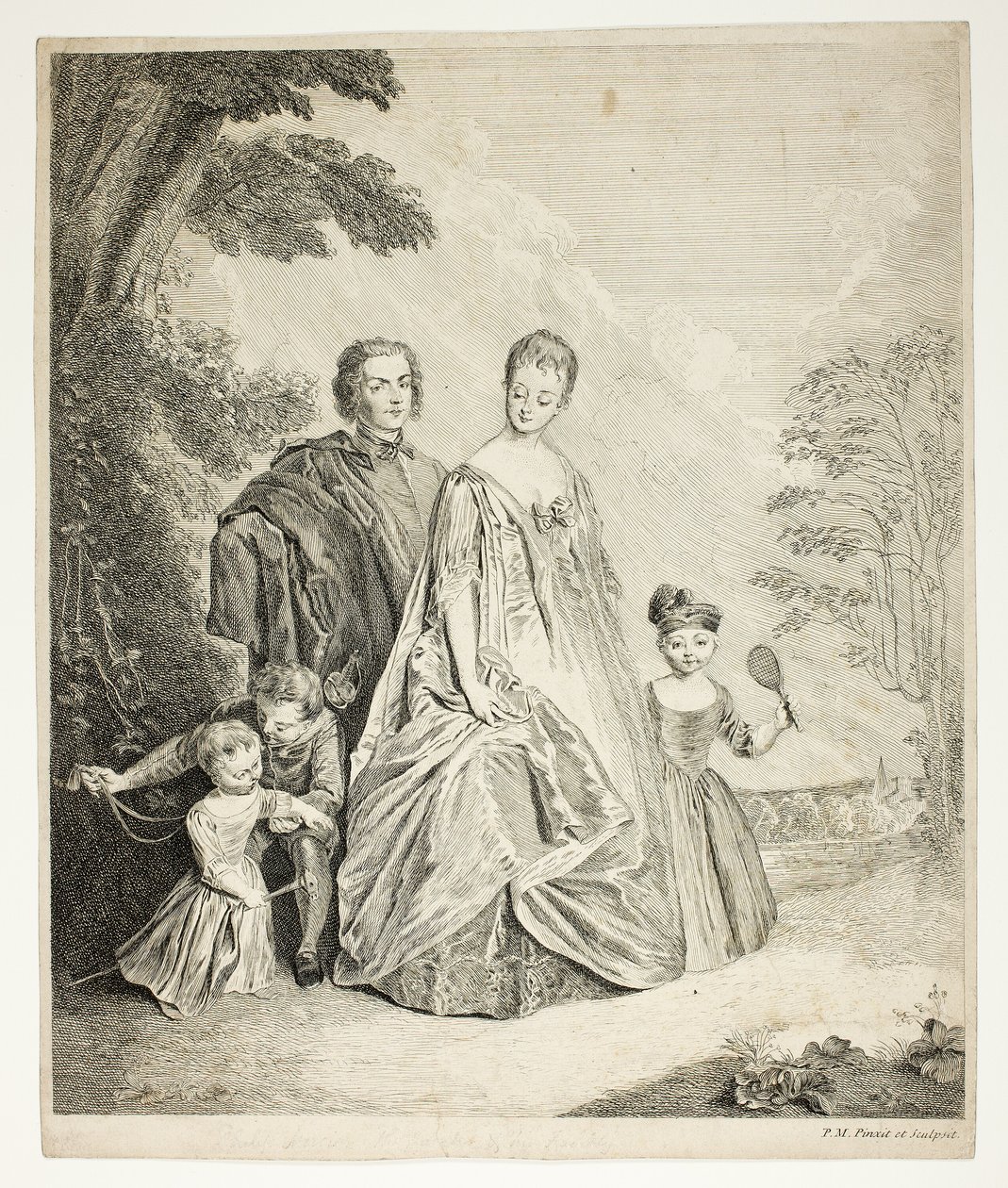 La passeggiata in famiglia, anche chiamata Philippe Mercier, sua prima moglie e famiglia da Philippe Mercier