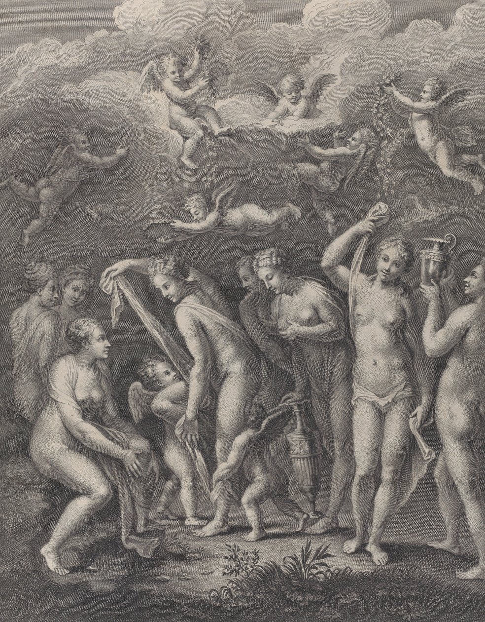 Era, Afrodite e Atena che si preparano per il concorso di bellezza da Philippe Simonneau