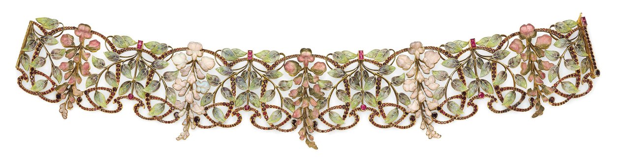 Tour-de-cou Art Nouveau multi-gemma e smalto 