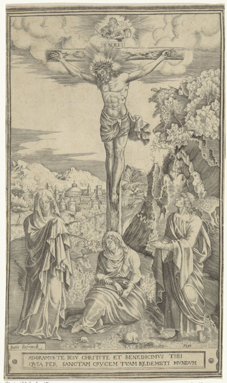 Cristo sulla croce affiancato da Maria e Giovanni da Philippe de Soye