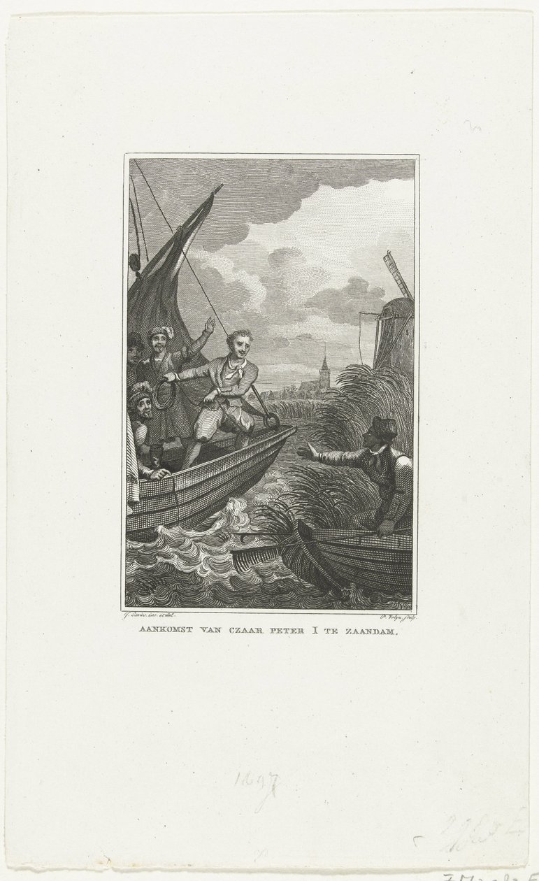 Arrivo dello zar Pietro il Grande a Zaandam, 1697, c. 1829 da Philippus Velijn