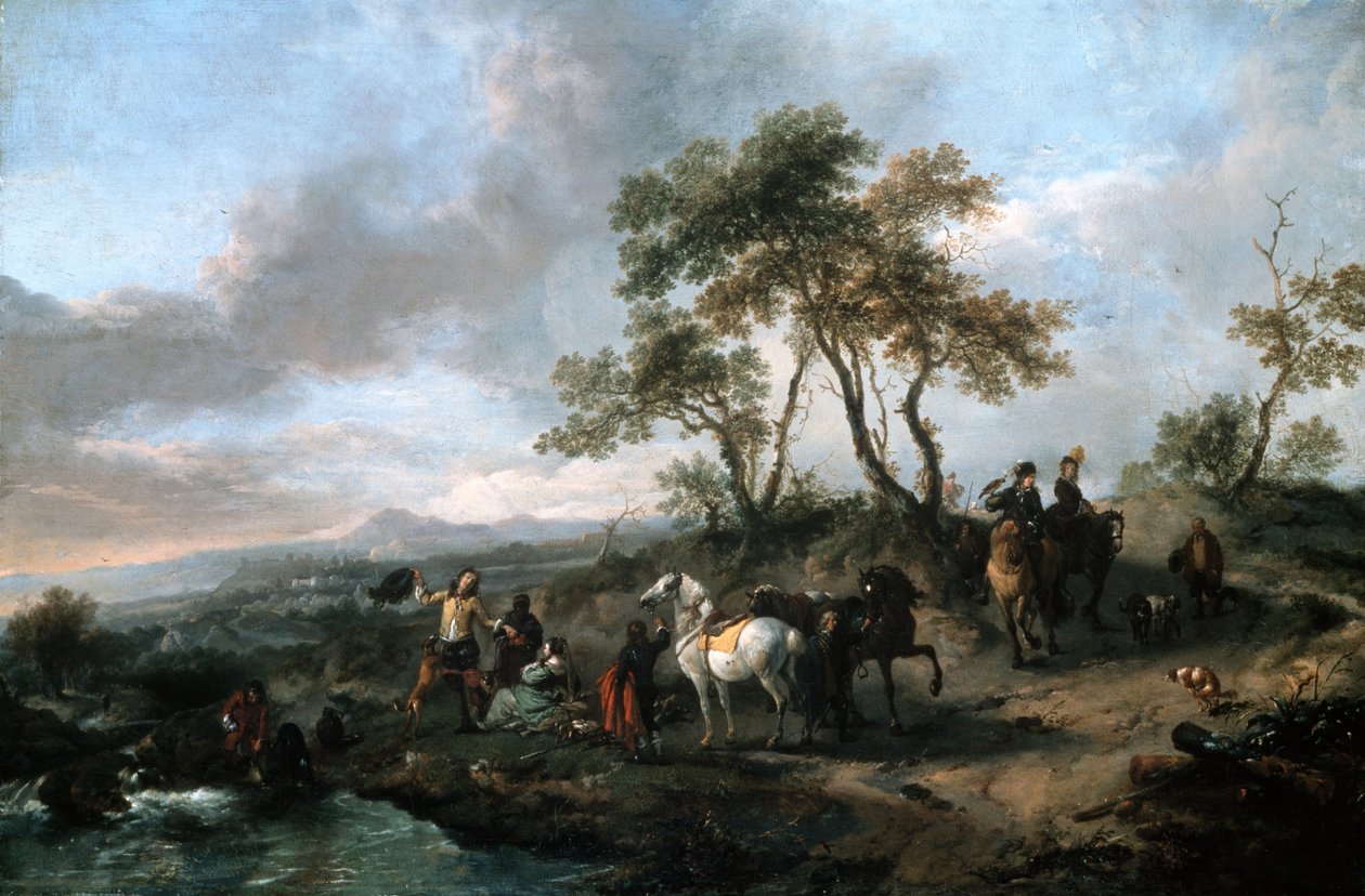 Sosta di una Compagnia di Caccia da Philips Wouwerman