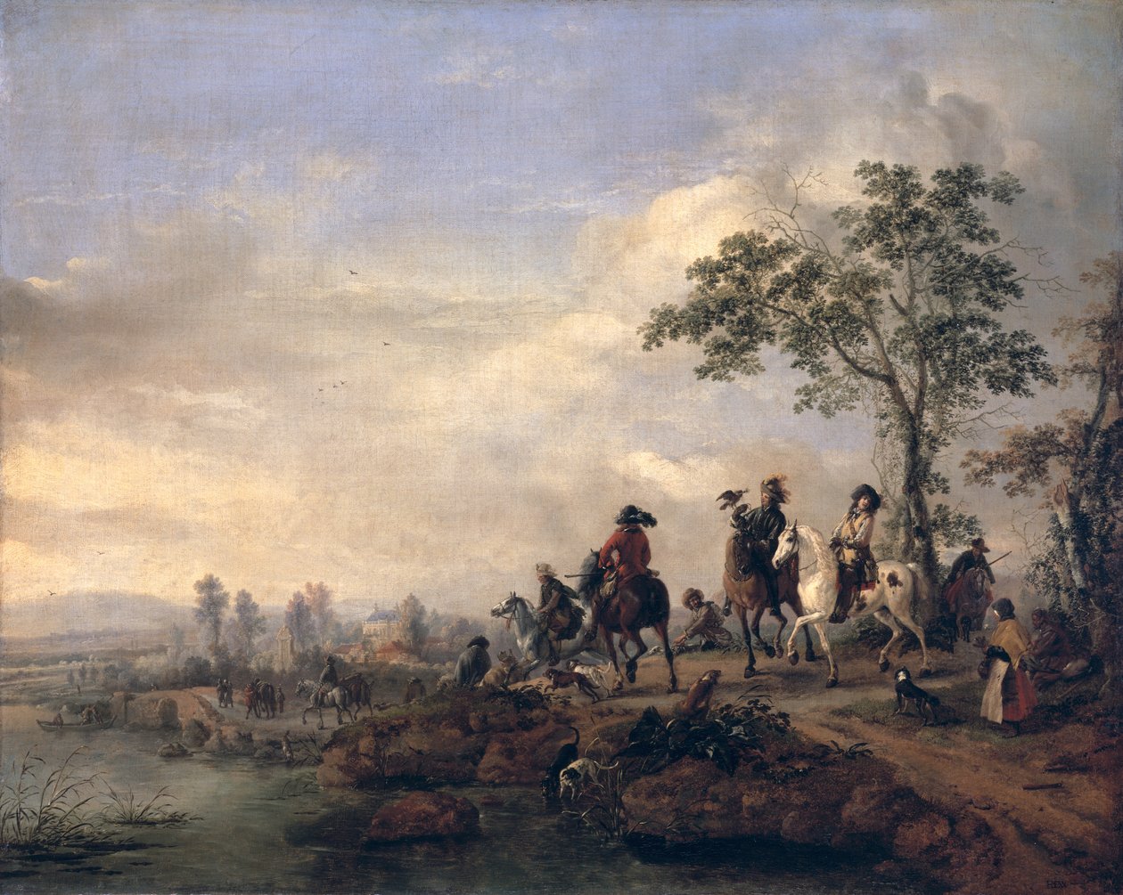 Falconieri tornano a casa dalla caccia da Philips Wouwerman