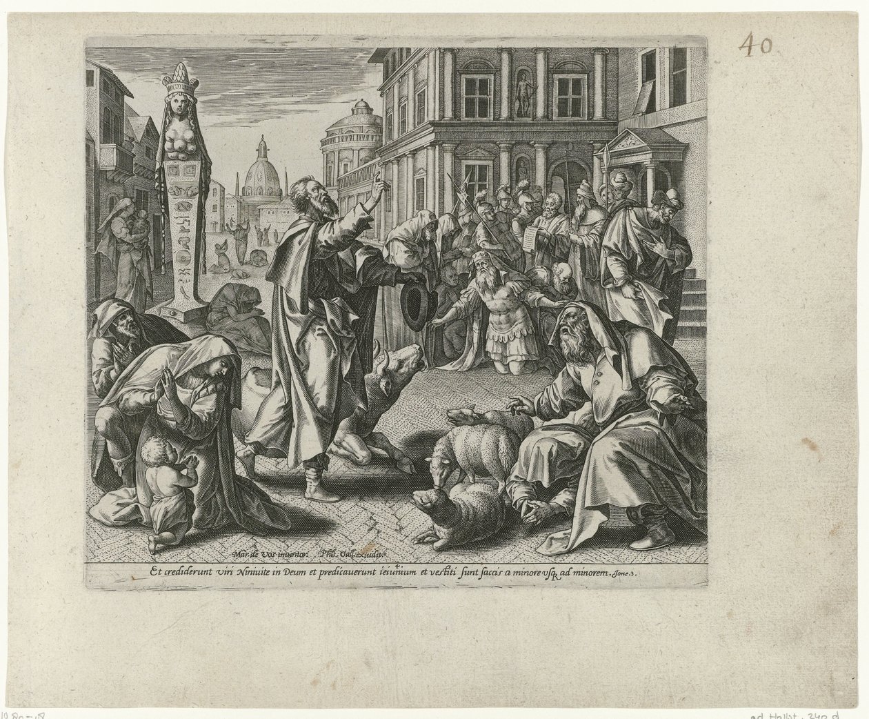 Giona annuncia la caduta di Ninive da Philips Galle (attributed to workshop of)