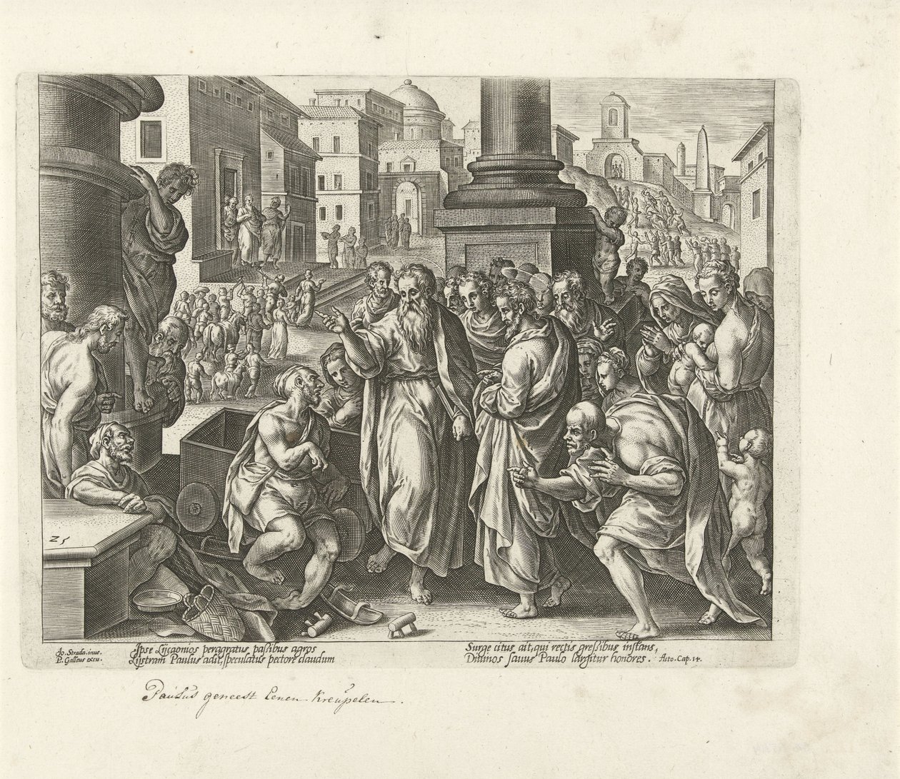 Paolo guarisce uno storpio a Listra da Philips Galle (possibly)