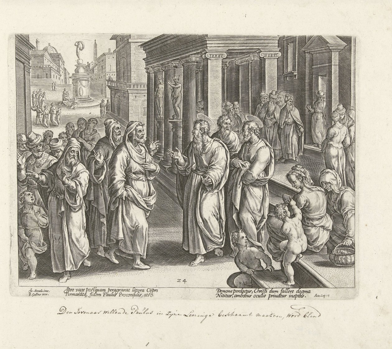 Paolo discute con il mago Elimas (Atti degli Apostoli) da Philips Galle (possibly)